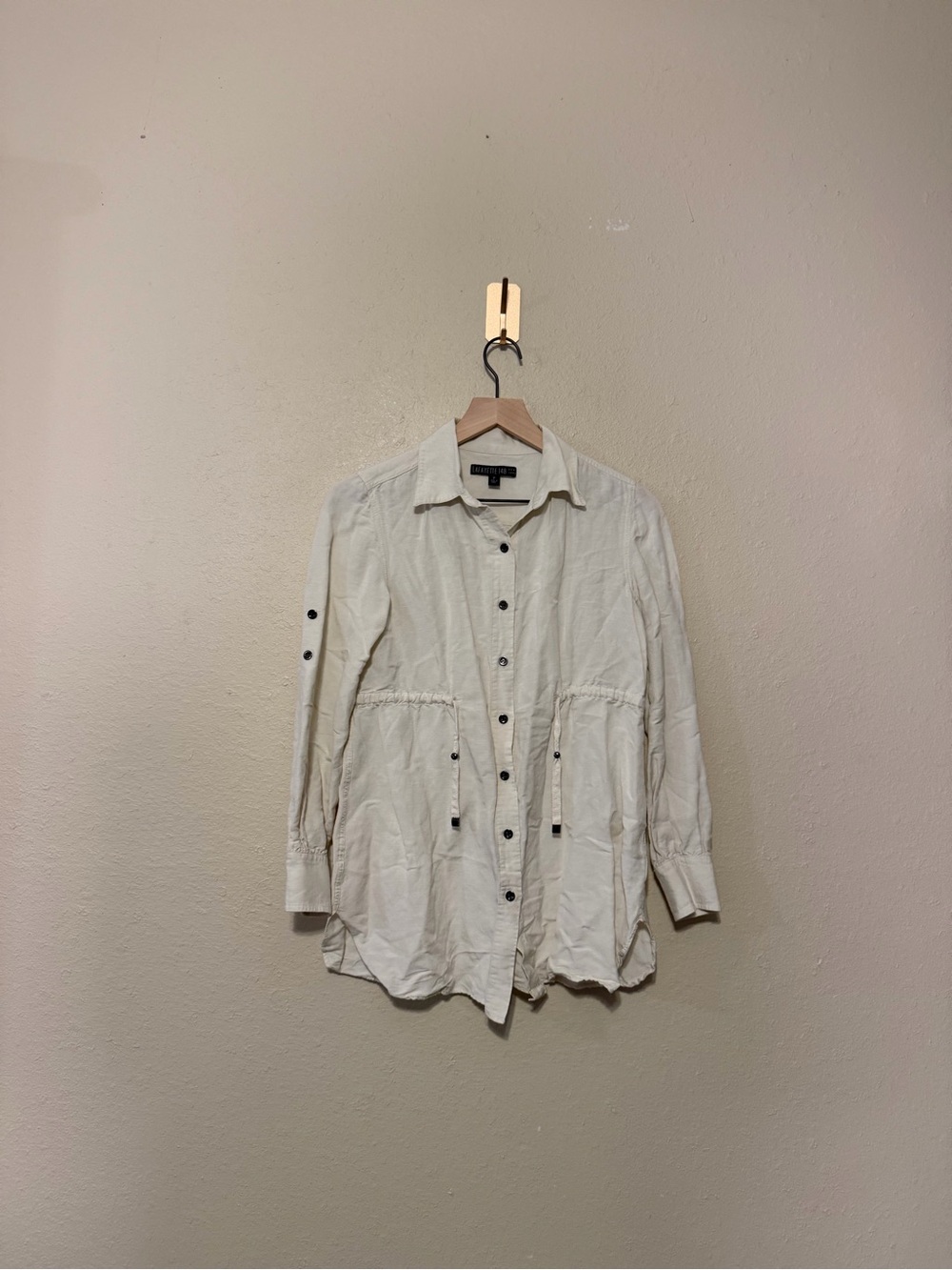 Lafayette 148 New York linen Cinched Waist Top Size XS